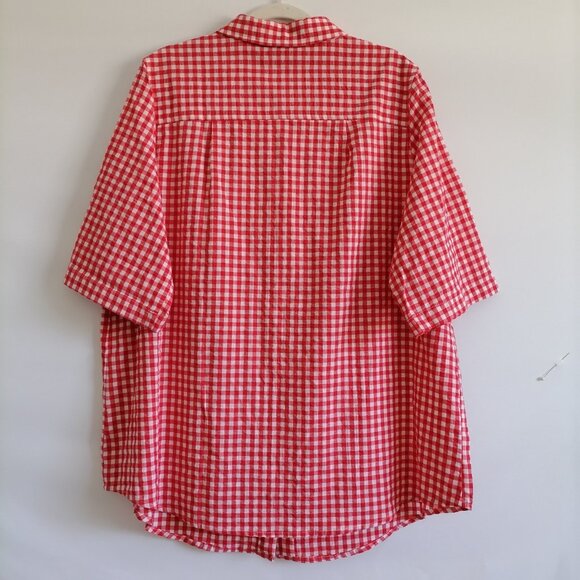 Woman Within Womons Red Gingham Plaid Casual Wear Button Up Shirt Size 18/20 - Picture 6 of 7